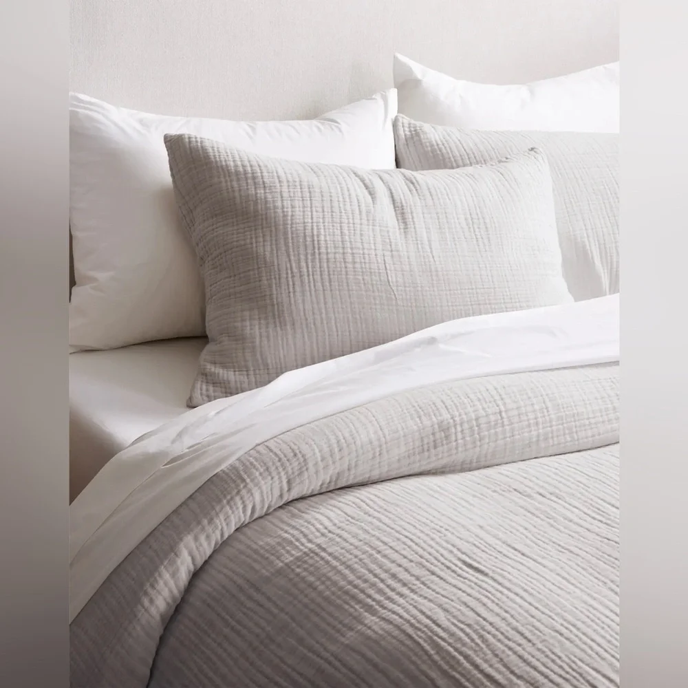 QUINCE 100% Organic Airy Gauze Sham Set In Dune color KING $50  $90